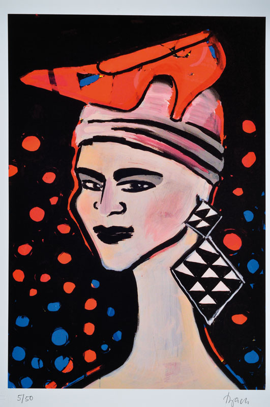 Elvira Bach, geb. 1951, Roter schöner Schuh,Giclee auf dickem handgemachten Baumwollpapier, handsigniert und nummeriert 5/50, 2013, Motiv ca. 54x37 ...