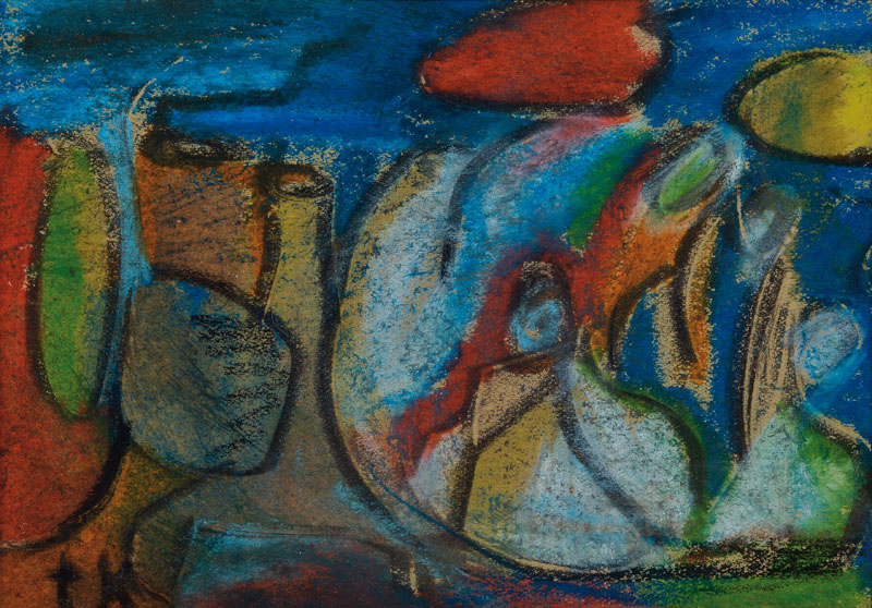 Ida Kerkovius, 1879-1970, Pastell/Wachskreide auf Papier, links unten monogrammiert, PP, ca. 11x16 cm, unter Glas gerahmt