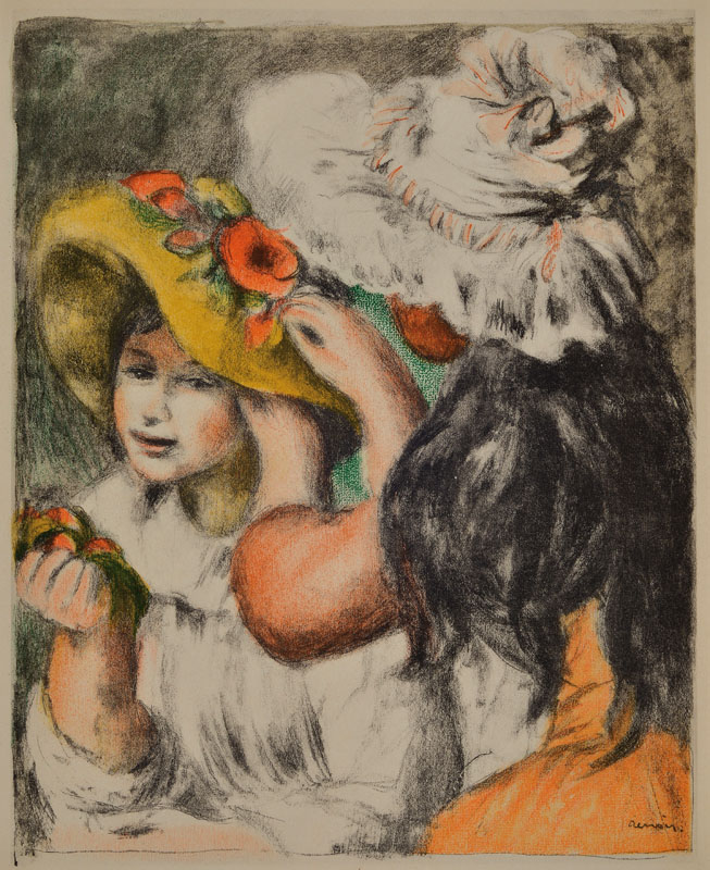 Auguste Renoir, 1841-1919, Konvolut aus zwei Lithographien aus: Claude Roger-Marx, Femme nue assise/Le chapeau epingle etat en couleurs, Mourlot ...