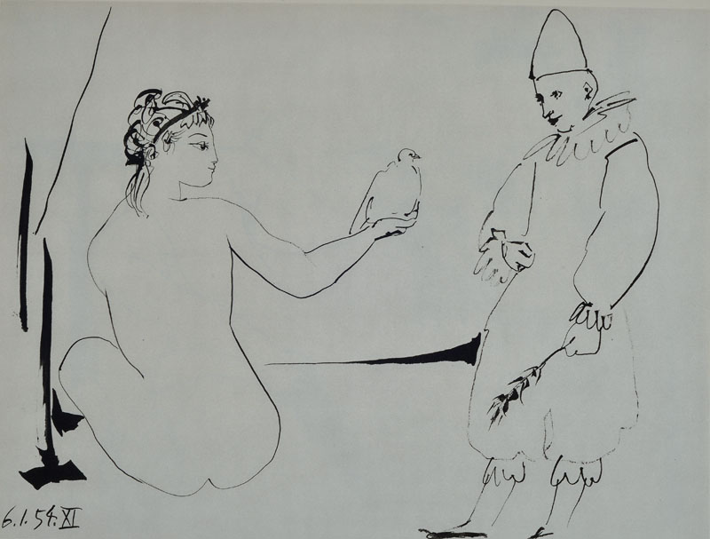 Pablo Picasso, 1881-1973, Konvolut aus vier Aktstudien, Heliogravure aus: Picasso and the Human Comedy, Draeger Freres Verve Paris 1954, PP, ca. ...