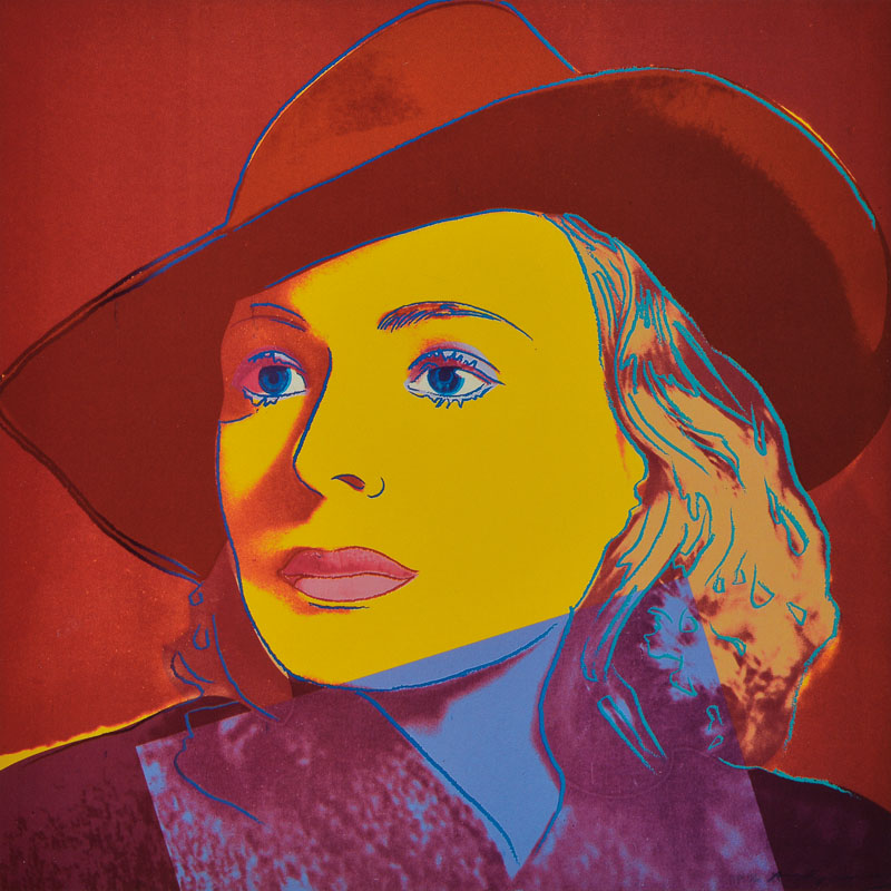 Andy Warhol, 1928-1987, Portrait of Ingrid Bergman, Konvolut aus vier Farboffsets nach dem Orignal Siebdruck, Portfolio zur Ausstellung einer ...