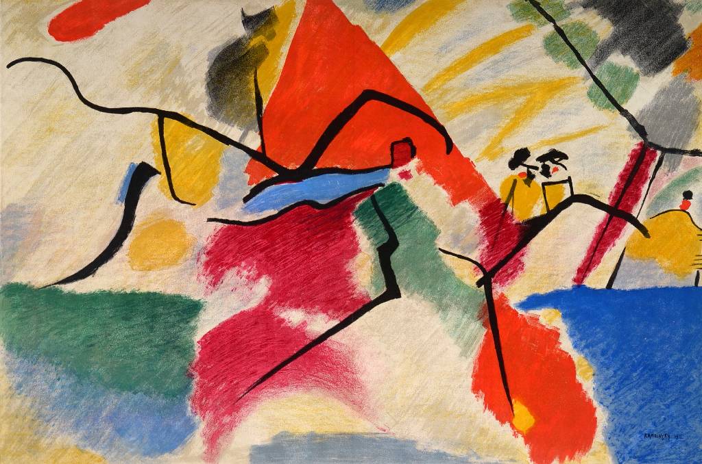 Wassily Kandinsky, 1866-1944, Konvolut aus zwei Farblithographien aus: la periode dramatique, Maeght Mourtlot Paris 1955, PP, Bugfalte, ca. 38x56 cm, ...