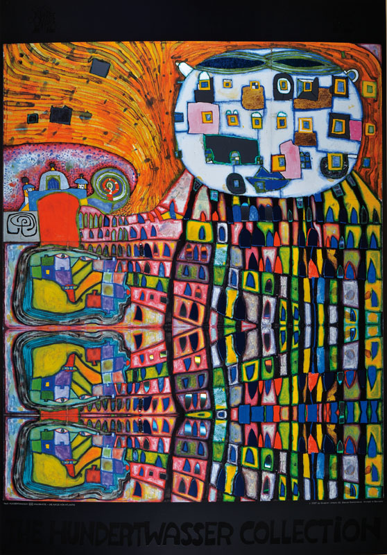 Friedensreich Hundertwasser, 1928-2000, Hauskatze, Kunstdruck mit Metallfolienprägung,Blattgr. ca. 84x60 cm, min. Gebr.-Sp.