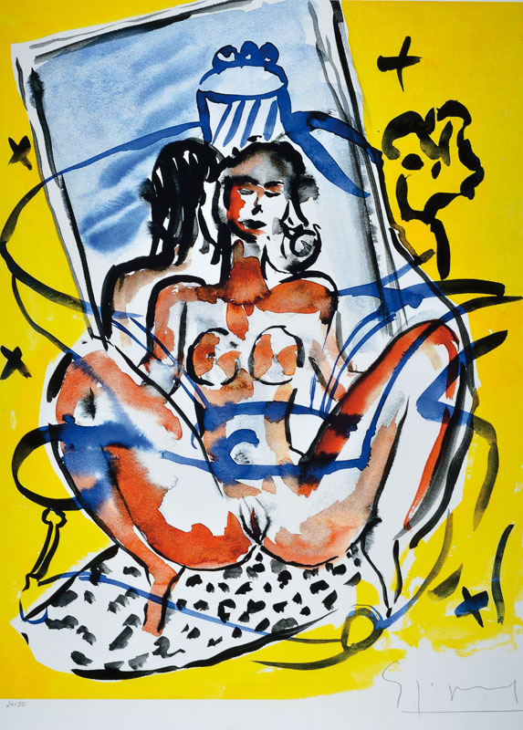 Stefan Szczesny, geb. 1951 München, Nude on mirror, Giclee auf Baumwollpapier, handsigniert und nummeriert 24/50, 2013, Blattgr. ca. 79.5x60.5 cm