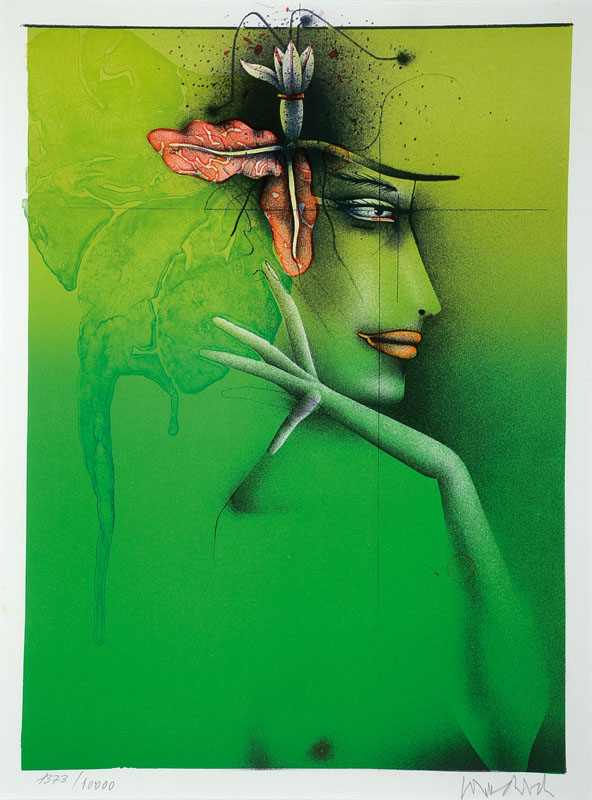 Paul Wunderlich, 1927-2010, Lithographie, handsigniert und nummeriert 1373/10000, Motiv ca. 37x27 cm, PP, unter Glas gerahmt