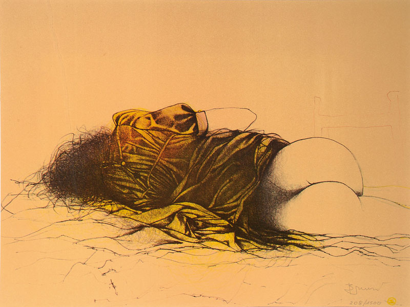 Bruno Bruni, geb. 1935 Gradara, Lithographie, signiert und nummeriert 208/1500, PP, ca. 39x29,5 cm, unter Glas gerahmt