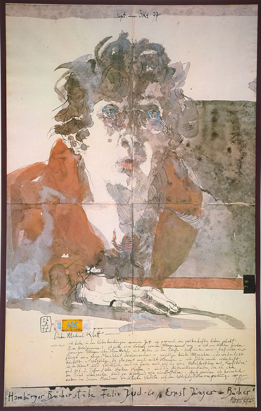 Horst Janssen, 1929-1995, Farboffset, handsigniert, ca. 64,5x40 cm, PP, unter Glas gerahmt