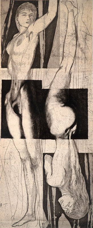 Ernst Fuchs, geb. 1930 Wien, Radierung, handsigniert, mit Bugfalten, Blattgr. ca. 29x70 cm, PP, Gesamt ca. 44x84 cm