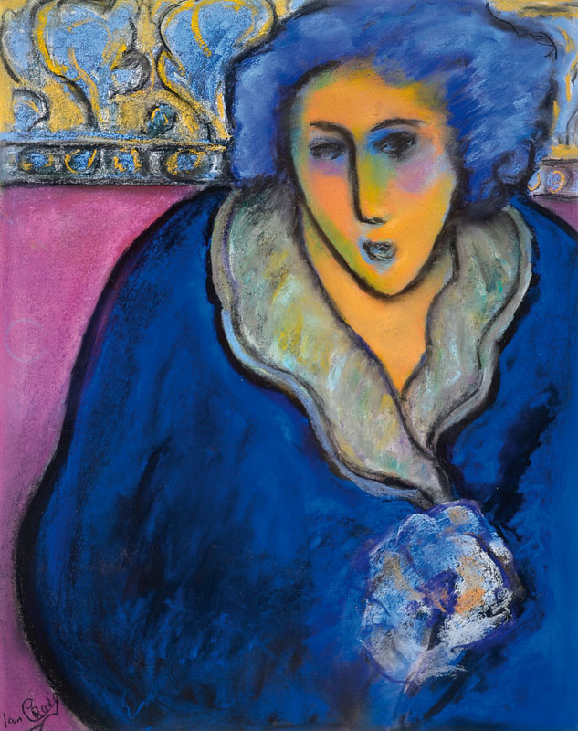 Ian Craig, zeitgenössischer Künstler, Porträt einer Frau. Pastell auf Papier, links unten signiert, ca. 72x56cm, unter Glas, Rahmen