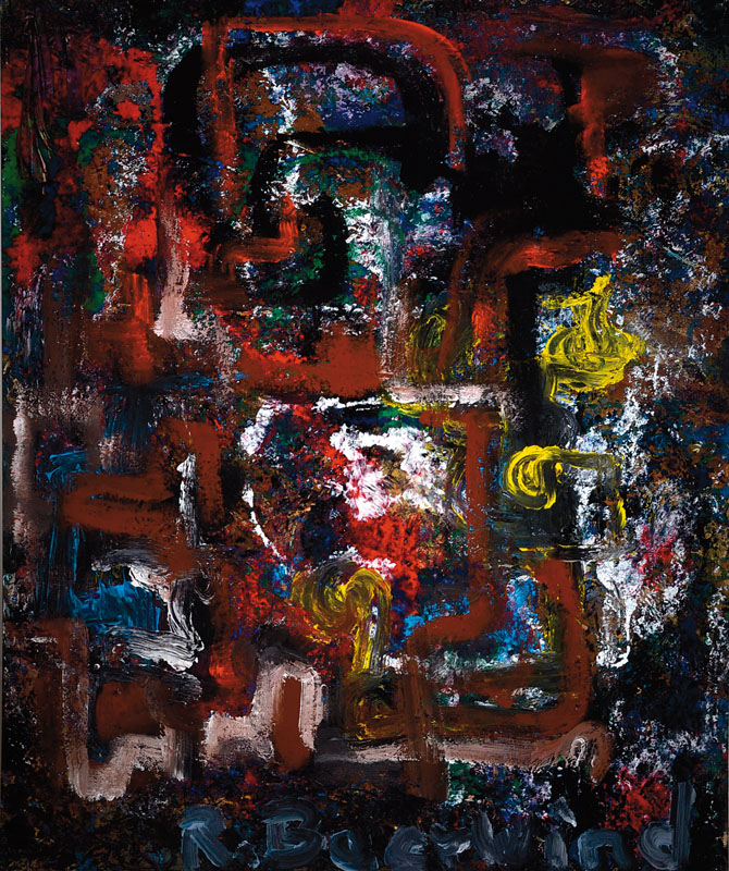 Rudi Baerwind, 1910-1982 Mannheim, abstrakte Komposition, Öl/Holz, signiert, ca. 122x102.5 cm