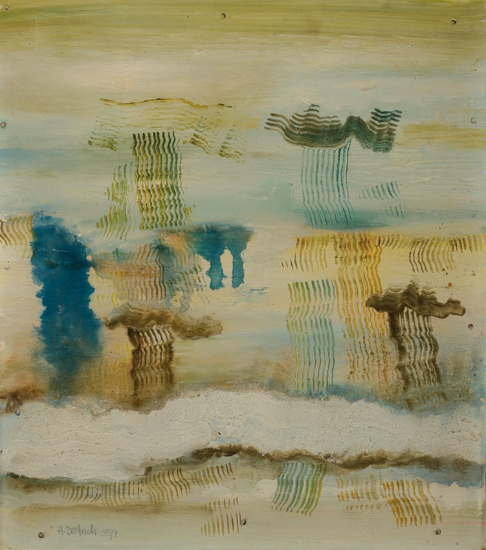 Dietrich, Hans Joachim, geb. 1938, Ohne Titel, Öl/Hartfaser, links unten signiert und datiert 55/8, ca. 27x25cm, Rahmen