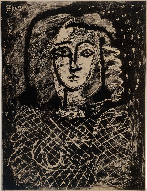 Detail b: Pablo Picasso, 1881-1973, Konvolut aus vier Lithographien, "Corsages à Carteaux", "Tête dejeune fille", "Buste au fond ...