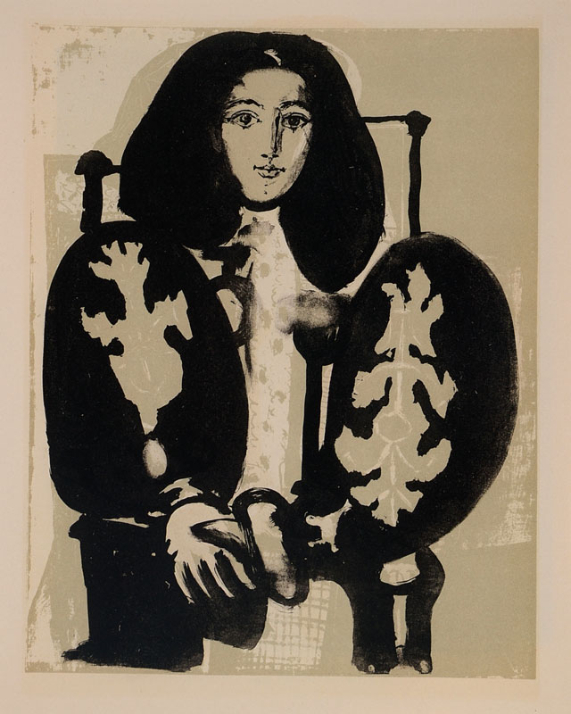 Detail c: Pablo Picasso, 1881-1973, Konvolut aus vier Lithographien, "Corsages à Carteaux", "Tête dejeune fille", "Buste au fond ...