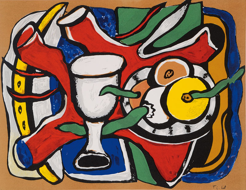 Fernand Léger, 1881-1955, Farblithographie, im Druck signiert und datiert 48, Motiv ca. 25,5x33 cm, Gesamt ca. 49x58 cm