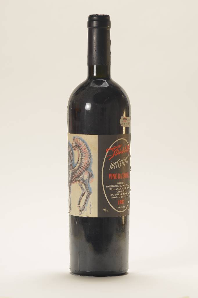 1 Flasche 1987 Gianfranco Soldera Intistieti , Künstleretikett: Piero Leddi 1988, Montalcino, top shoulder, unverkostet, ca. 75 cl