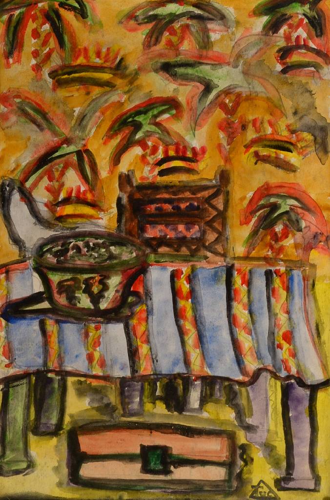 Zuschreibung: Ion Tuculescu, 1910-1962, Aquarell auf Papier, unten rechts signiert, ca. 41,5x27,5 cm, Prunkrahmen