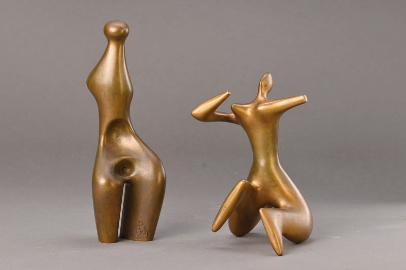 Horst Schöneich, 1921-2012 Grünstadt, Paar, zwei Bronzeskulpturen, H. ca. 22 cm bzw.28,5 cm