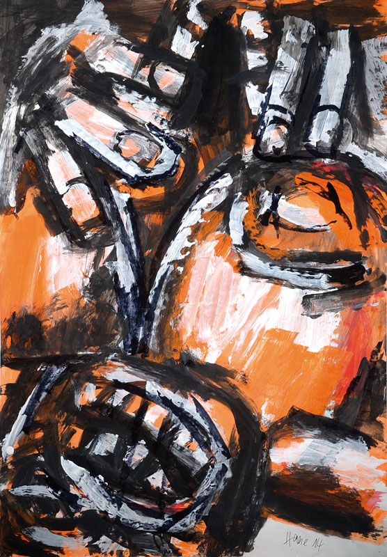 Peter Haese, geb. 1936 Berlin, Mischtechnik auf Papier, signiert und datiert 14, Blattgr. ca. 99x69 cm