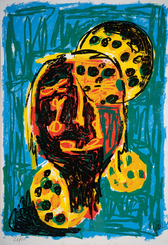 Markus Lüpertz, geb. 1941, Kopfball, Siebdruck auf glattem Velin, handsigniert und nummeriert 22/30, Blattgr. ca. 100x70 cm