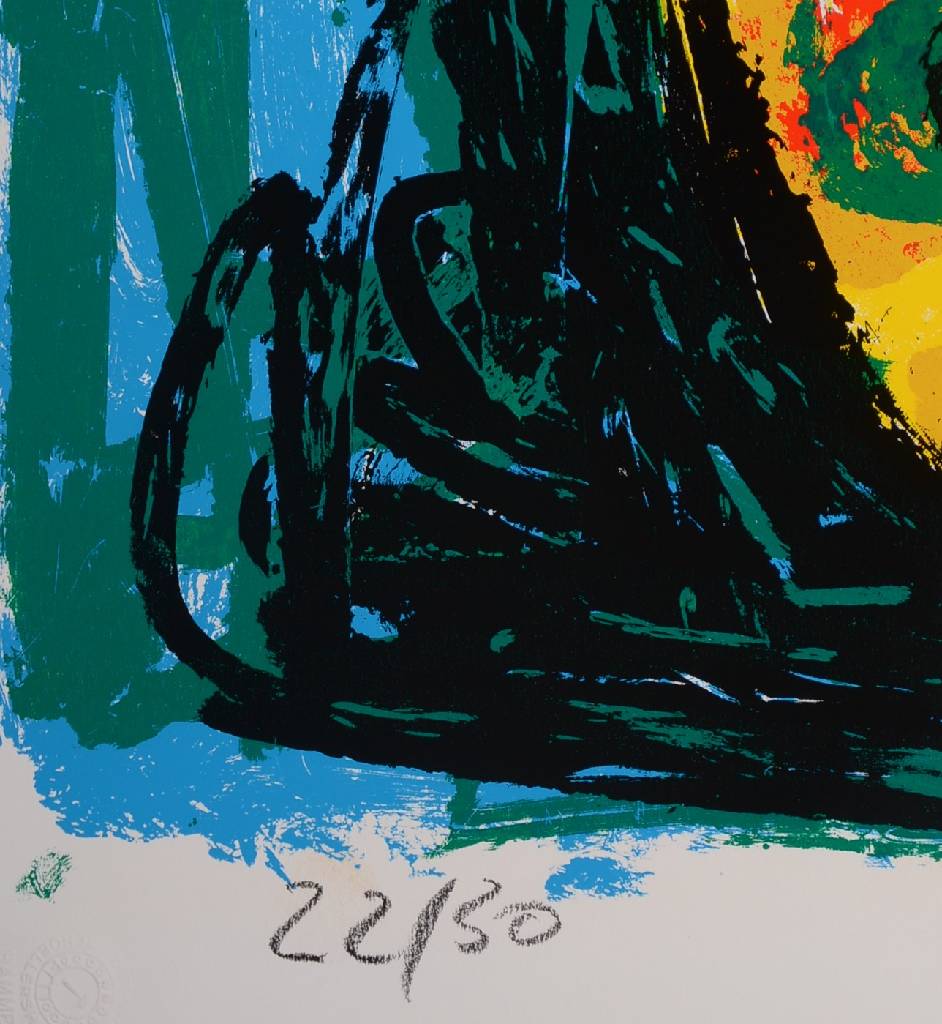 Detail b: Markus Lüpertz, geb. 1941, Kopfball, Siebdruck auf glattem Velin, handsigniert und nummeriert 22/30, Blattgr. ca. 100x70 cm