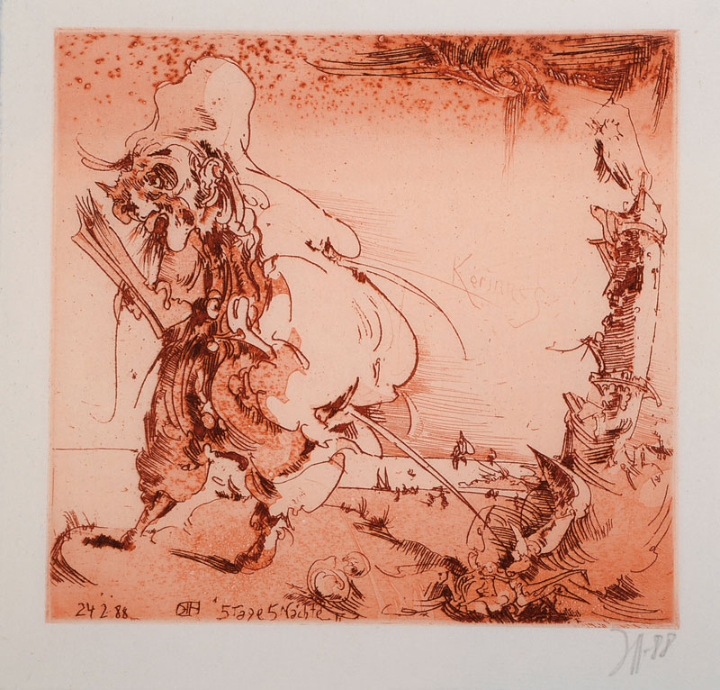 Horst Janssen, 1929-1995, Konvolut aus 3 Radierungen, jeweils handsigniert, teilweise datiert, Blattgr. ca. 15,5x33,5 bzw. 18x39,5 cm bzw. 18x18,5 ...