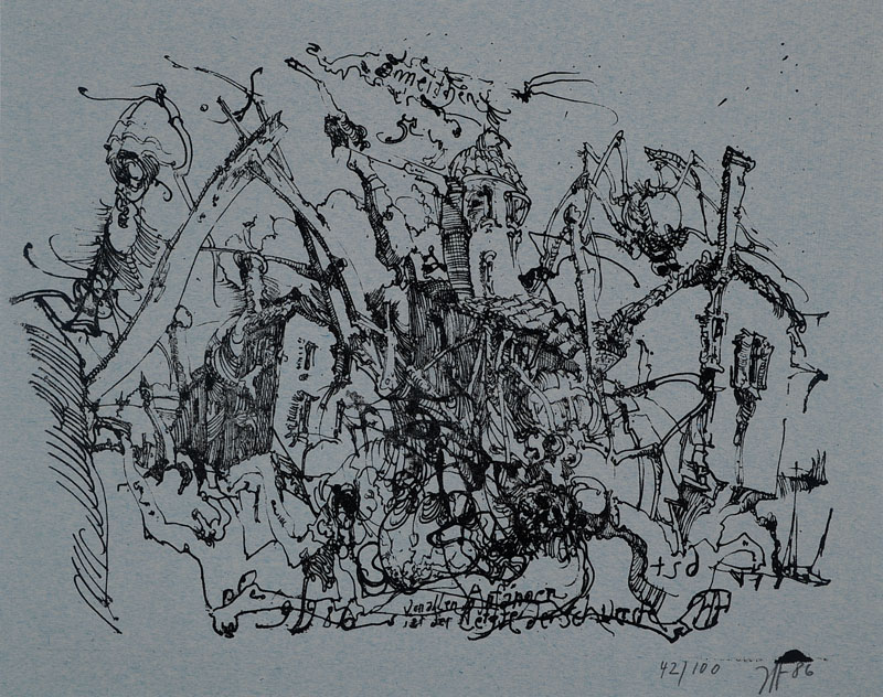 Horst Janssen, 1929-1995, Radierung, handsigniert und nummeriert 42/100, datiert 86, PP, Blattgr. ca. 48x64,5 cm