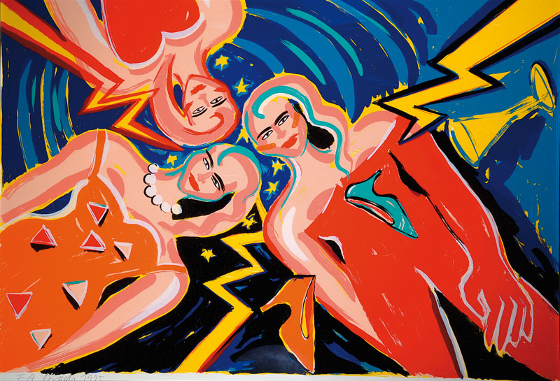 Elvira Bach, geb. 1951, Farbserigraphie auf Karton, handsigniert und datiert 1995, nummeriert e.a., ca. 100x70 cm, unter Glas gerahmt