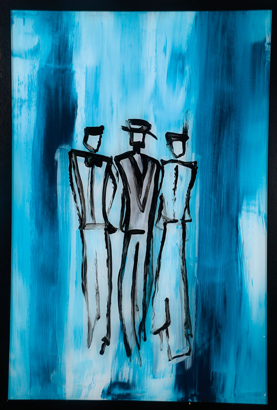 Gabriele Futterer, zeitgenössische deutsche Künstlerin, Konvolut aus zwei Glasmalereien, rückseitig signiert, ca. 60x40 cm, Rahmen