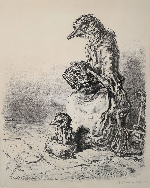 A. Paul Weber, 1883-1980, Lithographie Umweltschutz, 88/185, handsigniert, ca. 38.5 x 30.5 cm, unter Glas, Rahmen, dazu Buch A. Paul Weber Kritische ...
