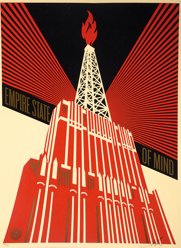 Shepard Fairey, geb. 1970, bedeutender amerikanischer Street-Art-Künstler, hier: Empire State of Mind, Siebdruck, handsigniert und nummeriert ...