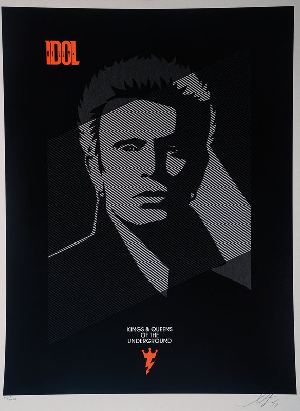 Shepard Fairey, geb. 1970, bedeutender amerikanischer Street-Art-Künstler, hier: Billy Idol, Siebdruck, handsigniert und nummeriert 194/400, datiert ...