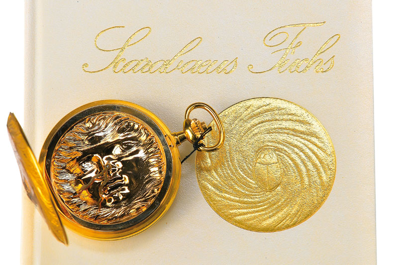 Ernst Fuchs, geb. 1930 Wien, sog. "Scarabaeus Fuchs Savonette", Entwurf von Ernst Fuchs, IWC, 18ct GG, limitiert, verkauft1982, in ...
