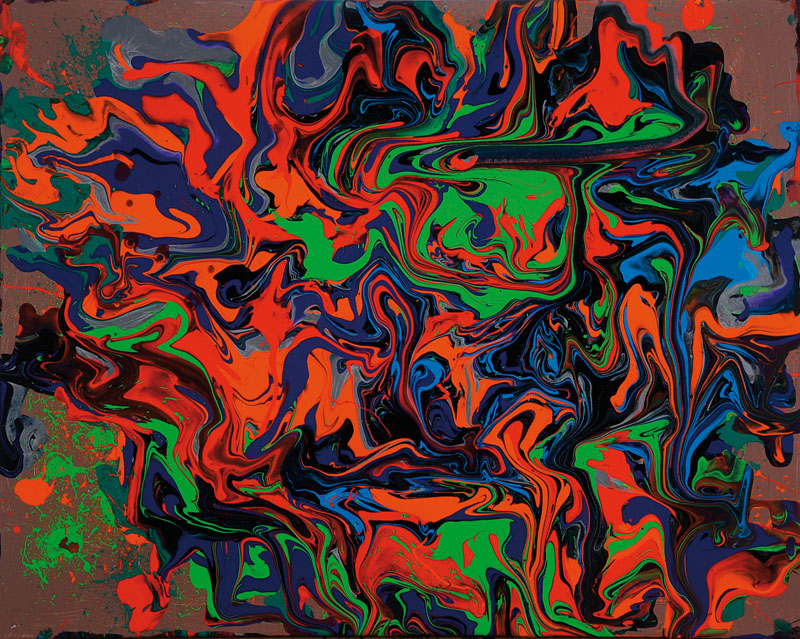 Bronco54, geb. 1954 Neustadt/Wstr., How How How Flow, Acryl/Lwd, rückseitig signiert und datiert August 2014, ca. 50x40 cm