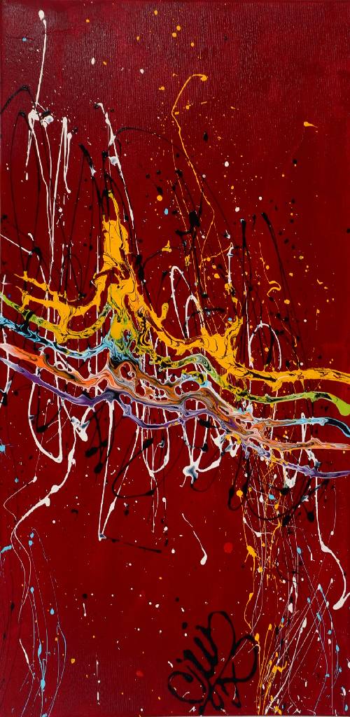Detail a: CJVIS (Caroline Vis), zeitgenössische niederländische Künstlerin, Concerto III, Acryl/Lwd, zweiteilig, einmal signiert, je ca. 80x40 cm
