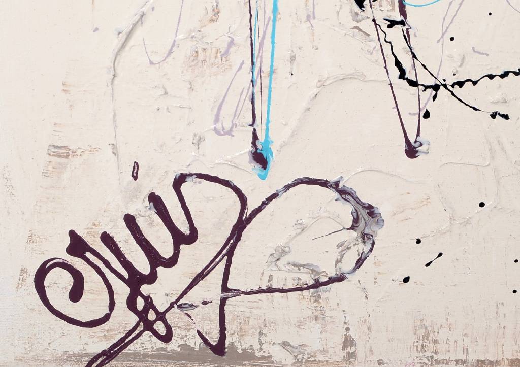 Detail a: CJVIS (Caroline Vis), zeitgenössische niederländische Künstlerin, Little Touch of Sand, Acryl/Mixed Media auf Lwd, links unten signiert, ca. ...