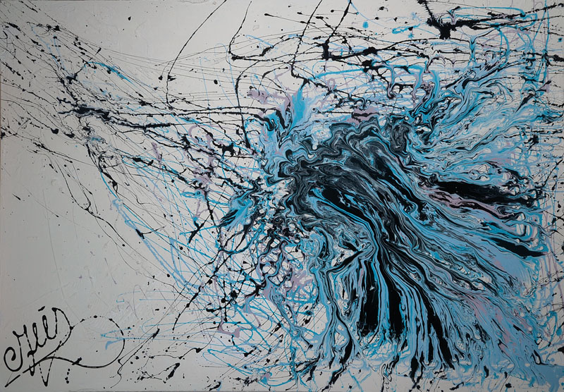 CJVIS (Caroline Vis), zeitgenössische niederländische Künstlerin, Breath, Acryl/Mixed Media auf Lwd, links unten signiert, rückseitig signiert ...