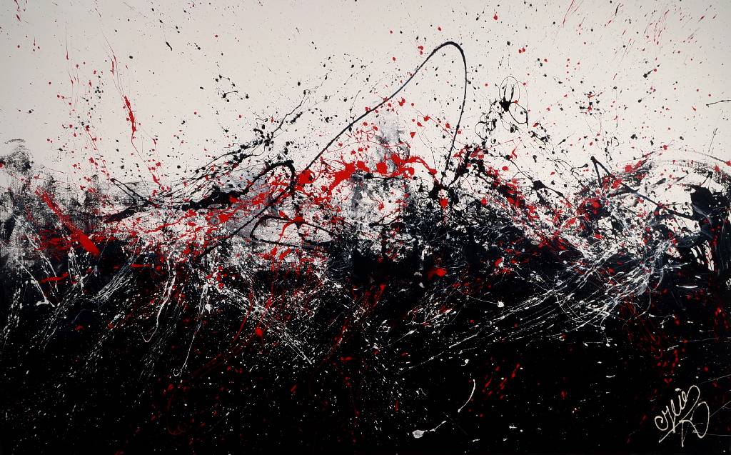 CJVIS (Caroline Vis), zeitgenössische niederländische Künstlerin, Confusion, Acryl/Lwd, rechts unten signiert, ca. 100x160 cm