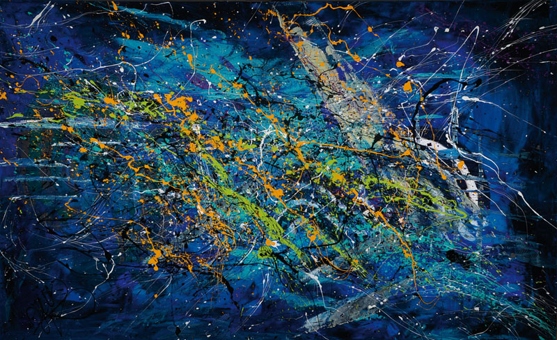 CJVIS (Caroline Vis), zeitgenössische niederländische Künstlerin, Blue Night Dreaming, Acryl/Lwd, links unten signiert, ca. 100x160 cm