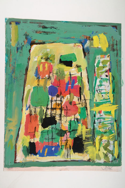 Friedrich Jossé, 1897 Wolfstein-1994 Speyer,Große und kleine Stele, Mischtechnik auf Papier, rechts unten signiert, ca. 47x37cm