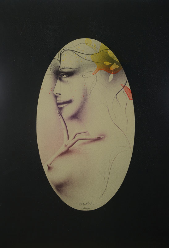 Paul Wunderlich, 1927-2010, Farblithographie, handsigniert, num. 671/1000,dazu handschriftlich adressierter Brief, ca. 67x56cm
