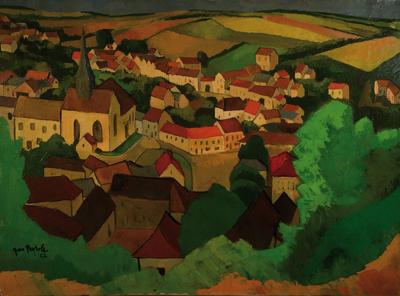 Jean Peyrole, datiert (19)52, Blick auf ein Dorf, wohl in Lothringen, öl/Lwd, links unten signiert und datiert, ca. 60x80cm