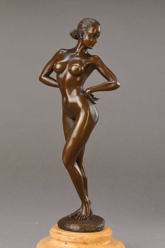 Roy Mondo, zeitgenössischer Künstler, Stilvoller erotischer Akt, Bronze mit Sockel, signiert, H. ca. 34 cm
