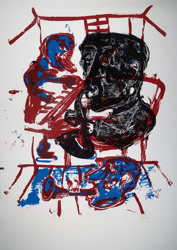 Markus Lüpertz, geb. 1941, mehrfarbiger Siebdruck auf Büttenpapier, handsigniert und nummeriert e.a., 2007, Blattgr. ca. 107x76 cm