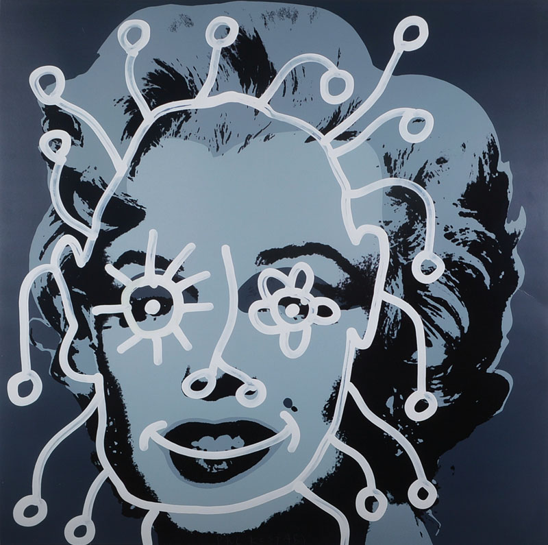 Paul Kostabi, geb. 1962, "Silent Movie", Darstellung Marilyn Monroe, handsigniert, Blattgr. ca. 60x61 cm