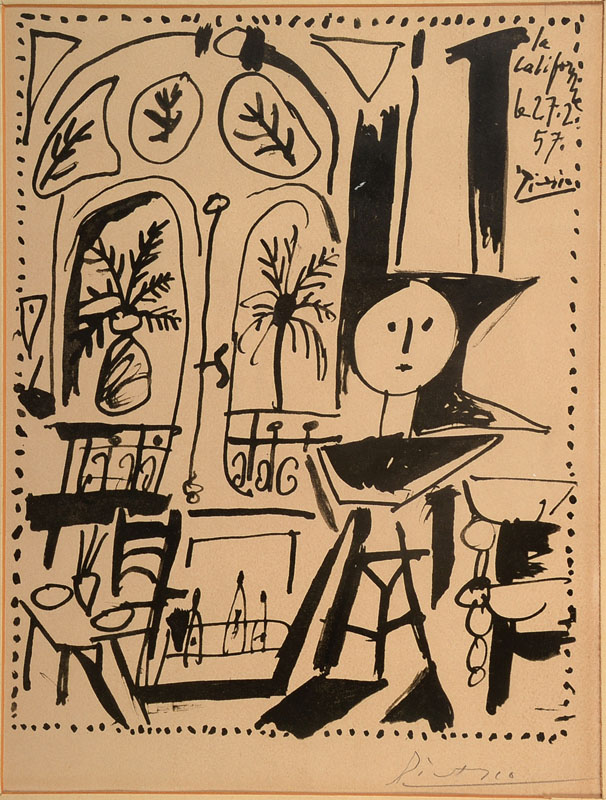 Pablo Picasso, 1881-1973, La Californie, Lithographie von 1957, rechts unten handsigniert, ca. 29.4x21.2cm, unter Glas, Rahmen