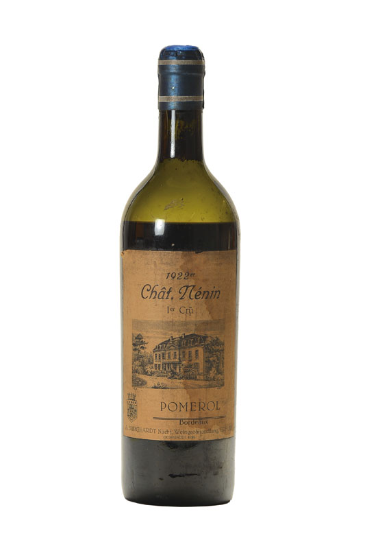 1 Flasche 1922 Château Nenin, Pomerol, Premier Cru Classé, 75 cl, low shoulder, unverkostet