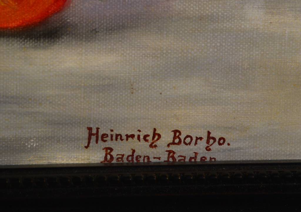 Detail a: Heinrich Borbo, Baden-Baden, Blumenstillleben, Öl/Lwd, rechts unten signiert, ca. 50x60 cm, Rahmen