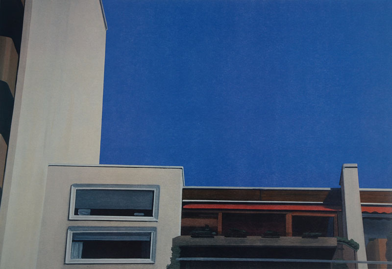 Eberhard Havekost, geb. 1967, Kabinen blau, Farboffset, rechts unten signiert, von 2000, Blattgr. ca. 63x88 cm, PP, Gesamt ca. 76x102 cm, unterer ...