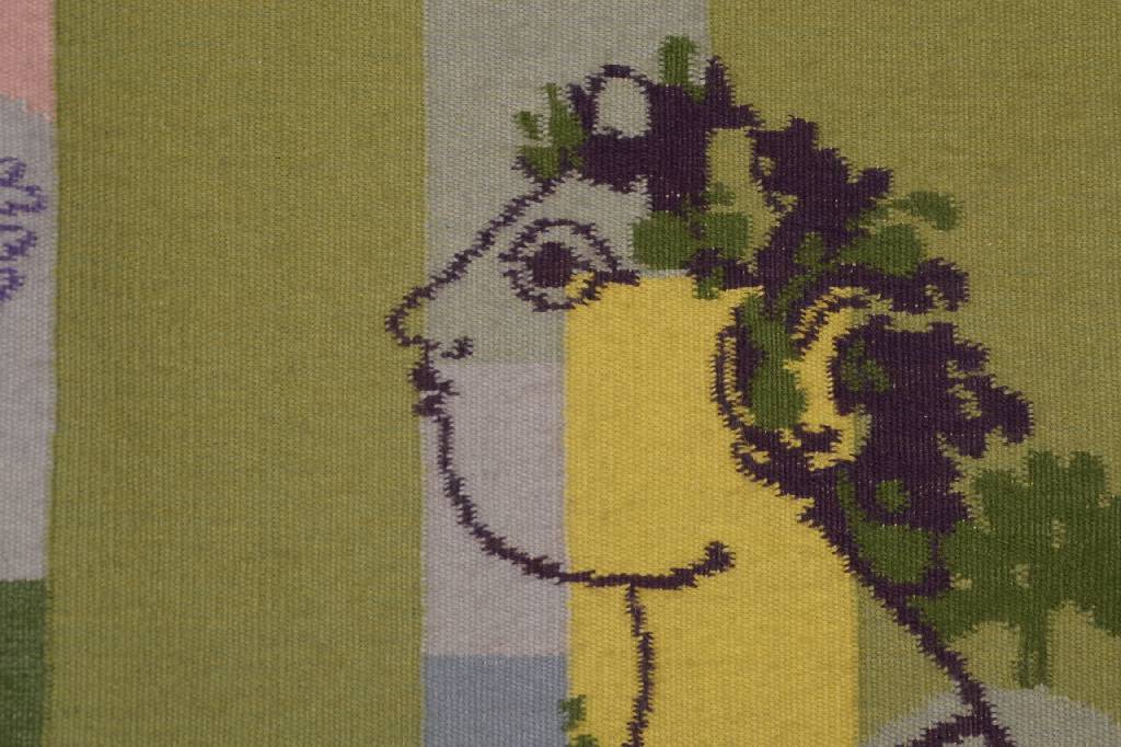 Detail c: Björn Wiinblad, 1918-2006, Wandteppich, Nachmittag eines Faun - Frühling, rückseitig auf Etikett bez. Teppich Engelhardt collection handwoven in ...