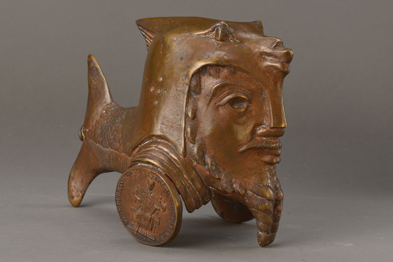 Gernot Rumpf, geb. 1941 Kaiserslautern, Bronzeskulptur, König Barbarossa, signiert und datiert A. D. 1978, Monogramm, Gießerei-Stempel, Unikat, H. ...